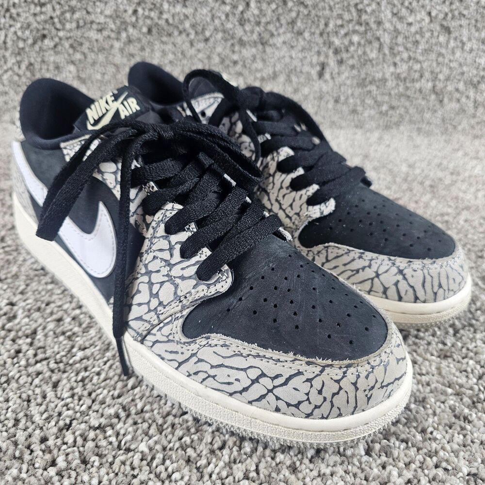 Jordan Kids Black and White Elephant Print Low-Top Sneakers